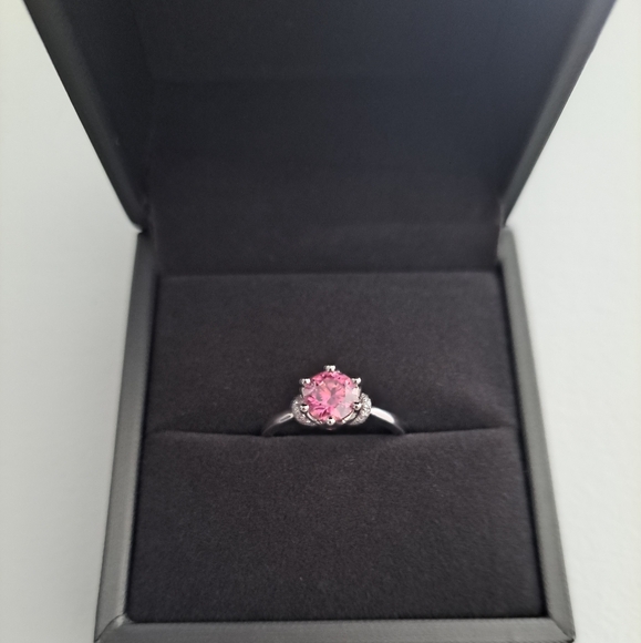 1 Carat Moissanite Contrast 925 Sterling Silver Ring In Pink Stone Color - Picture 7 of 7